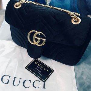 GG velvet black large crossbody bag